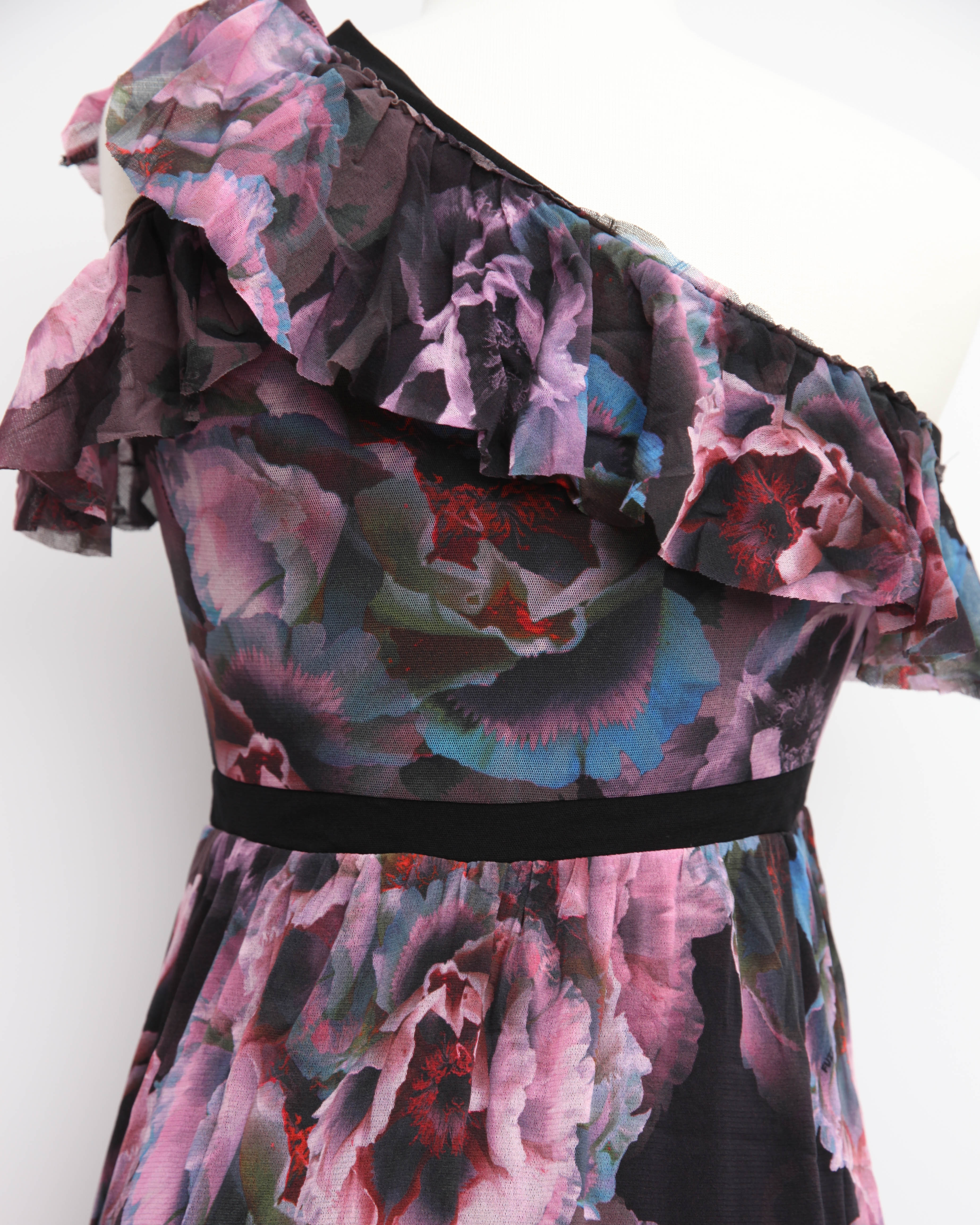 Fuzzi Tulle One Shoulder Purple Flora Gown | Wedding Guest & Evening Dress