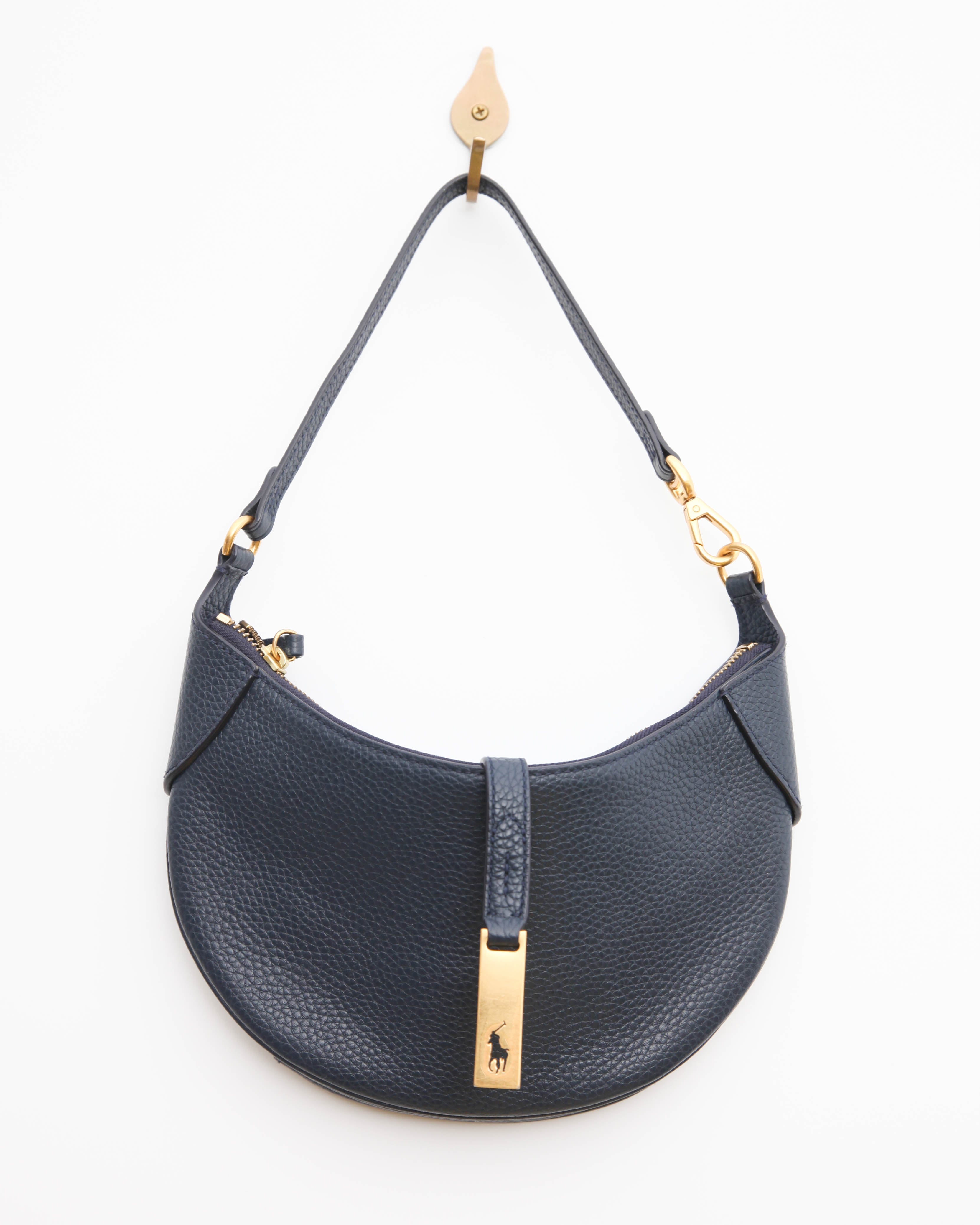 Polo Ralph Lauren Polo ID Pebbled Mini Shoulder Bag in Navy Blue
