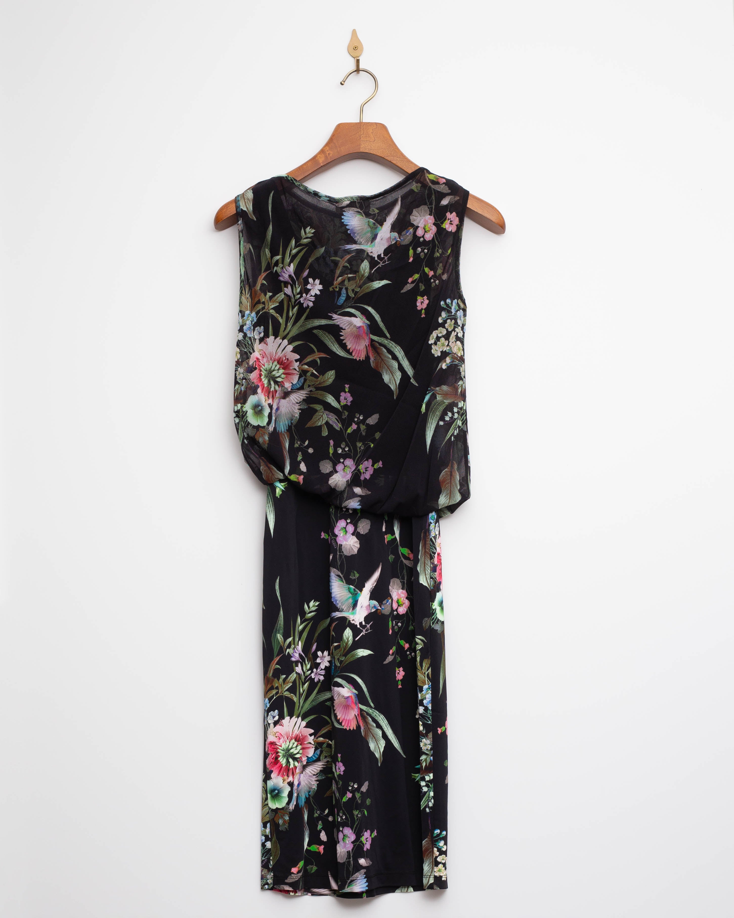 Fuzzi Navy Floral Midi Dress Size S & M