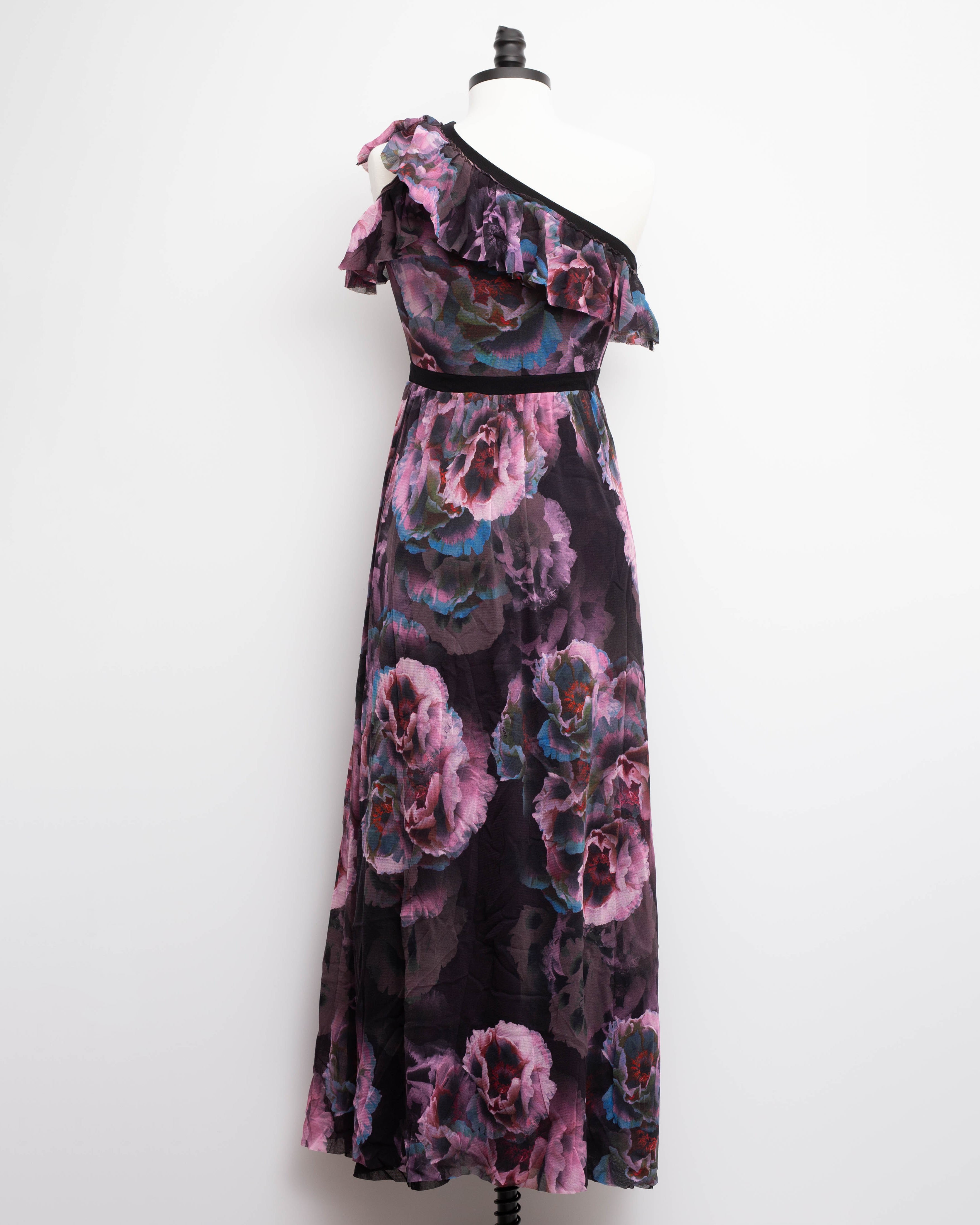 Fuzzi Tulle One Shoulder Purple Flora Gown | Wedding Guest & Evening Dress