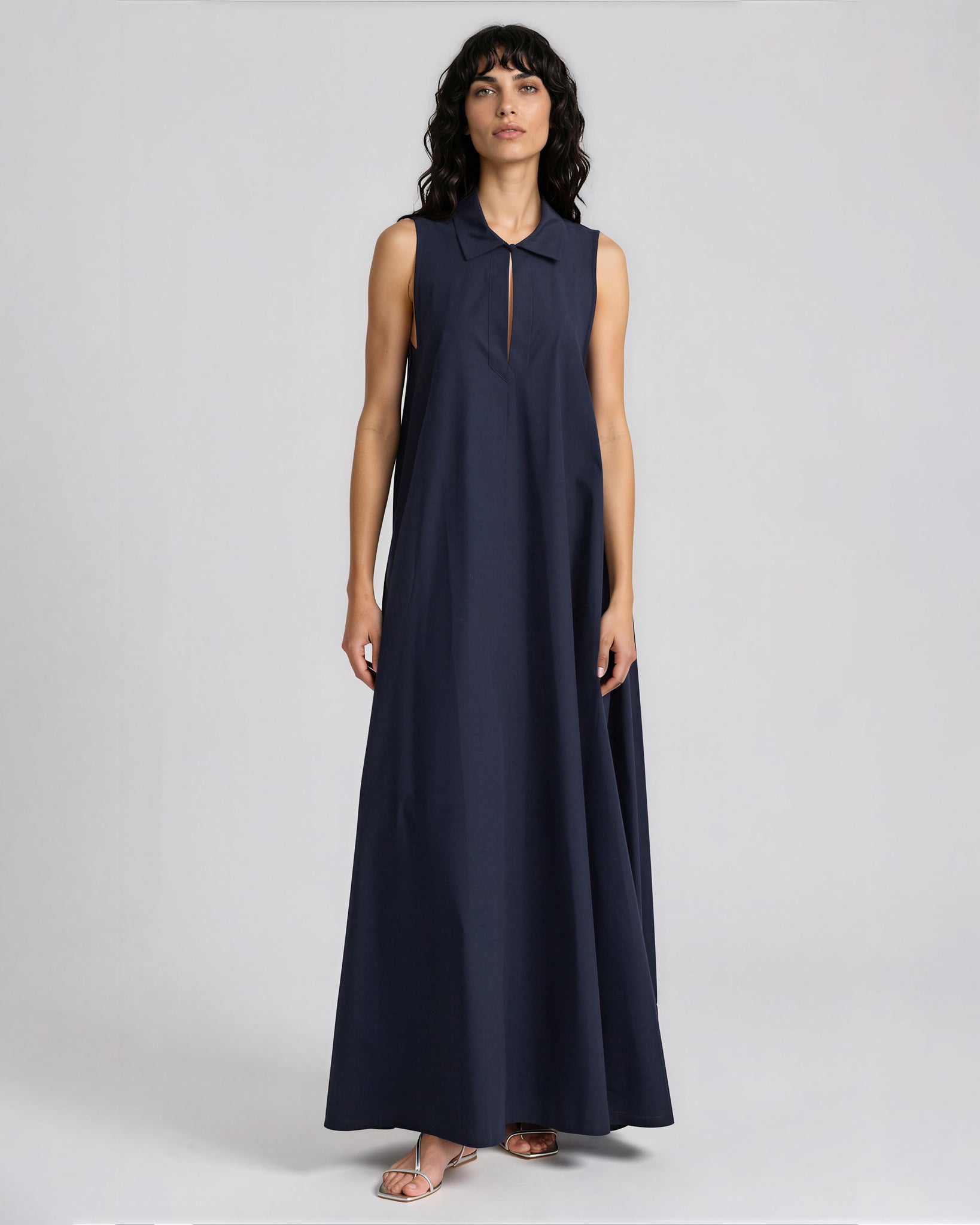 Emporio Armani Cotton Poplin Maxi Dress Blue – Size 48