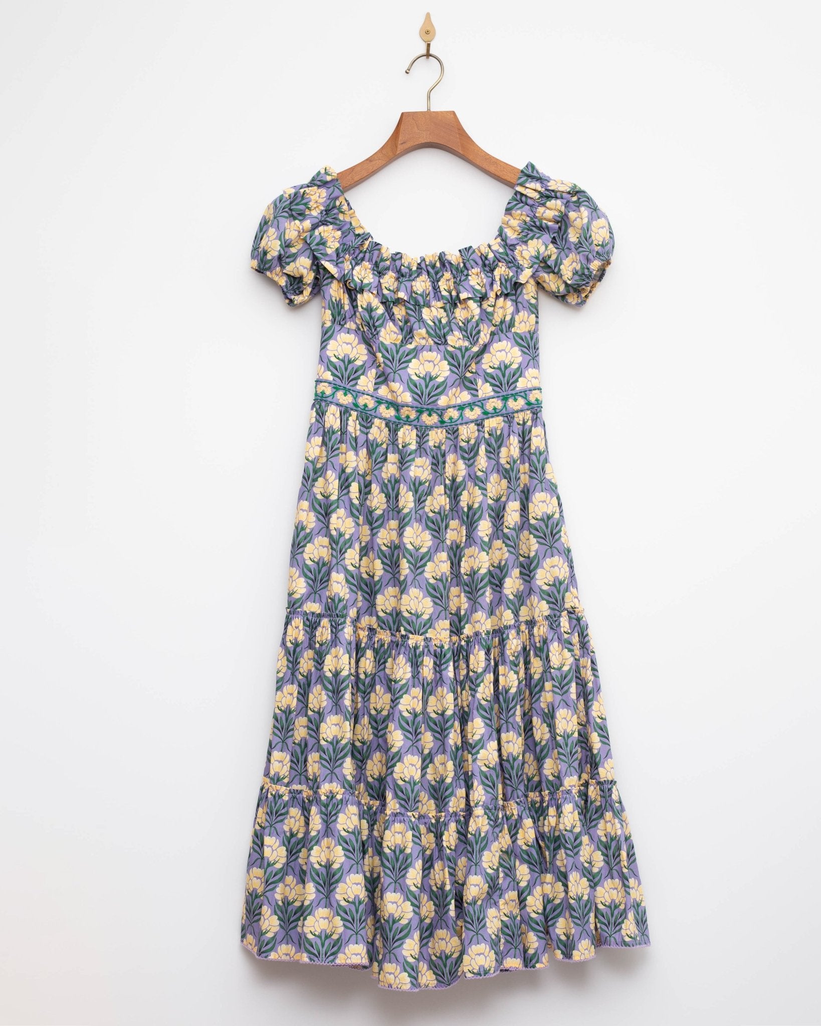 AGUA BY AGUA BENDITA Banana Off - the - Shoulder Tiered Midi Dress Size S - Wind & Song