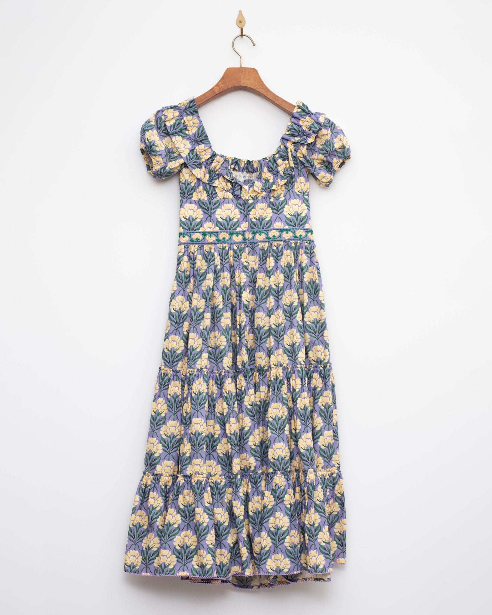 AGUA BY AGUA BENDITA Banana Off - the - Shoulder Tiered Midi Dress Size S - Wind & Song