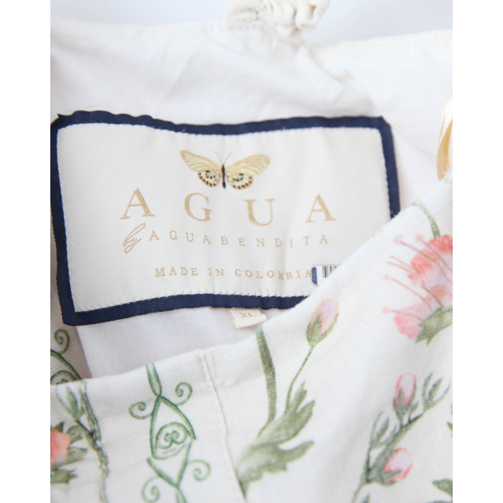 Agua by Agua Bendita Nispero Floral Linen Dress – Ruffled Strap Midi (Size XL) - Wind & Song