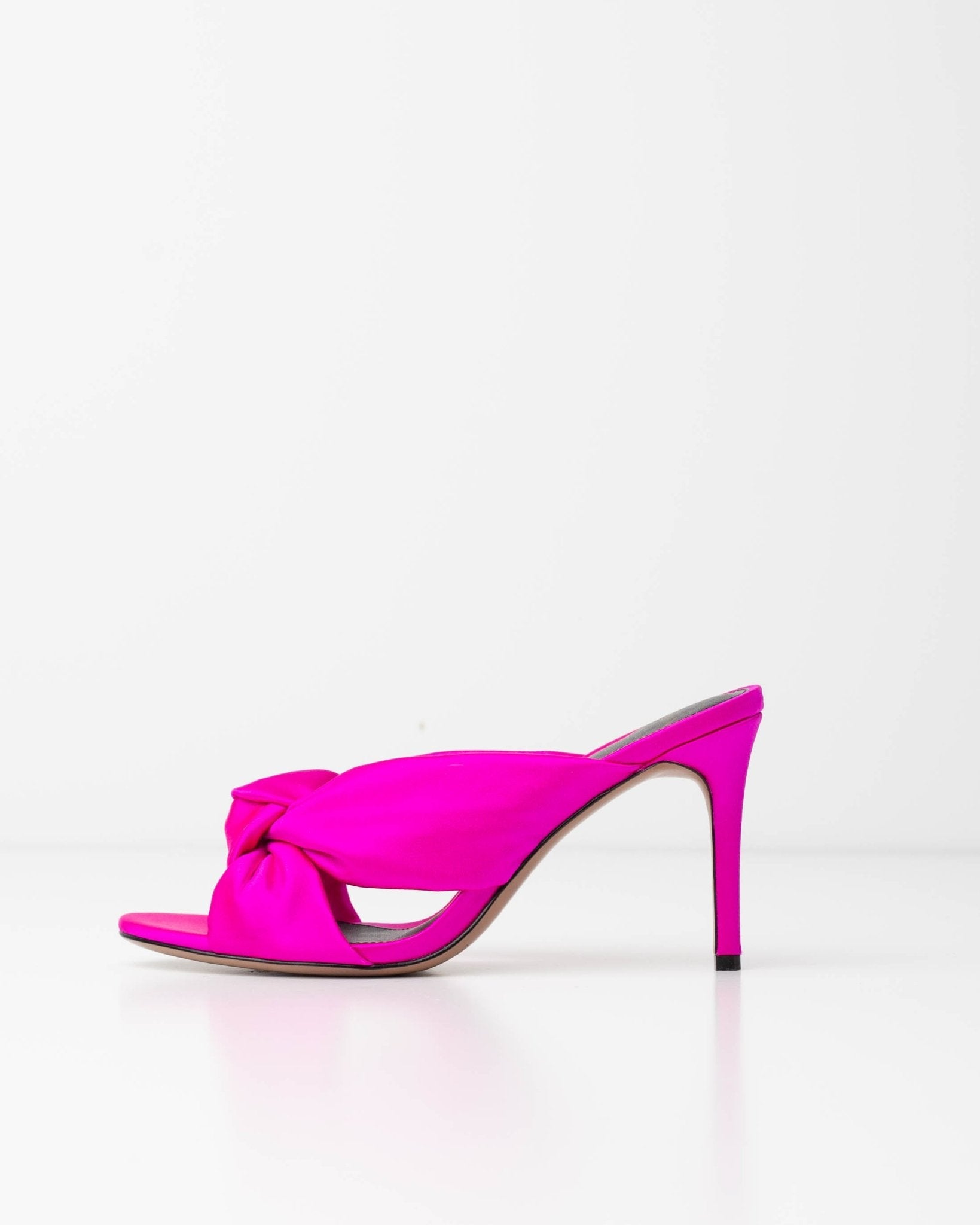 Alexandre Birman Pink Satin Bow Mule Sandals 85mm Size 37.5 | New - Wind & Song