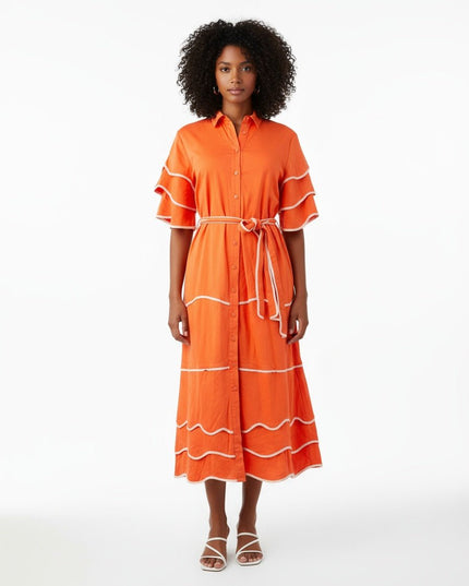 Alexis Rhodes Orange Midi Dress Size M - Wind & Song