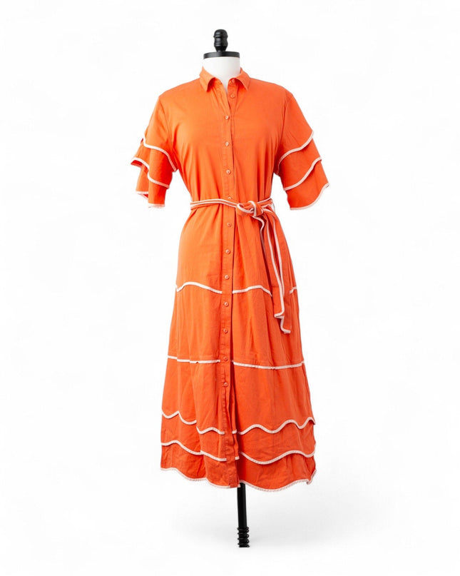 Alexis Rhodes Orange Midi Dress Size M - Wind & Song