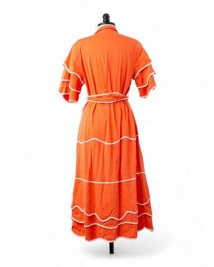 Alexis Rhodes Orange Midi Dress Size M - Wind & Song