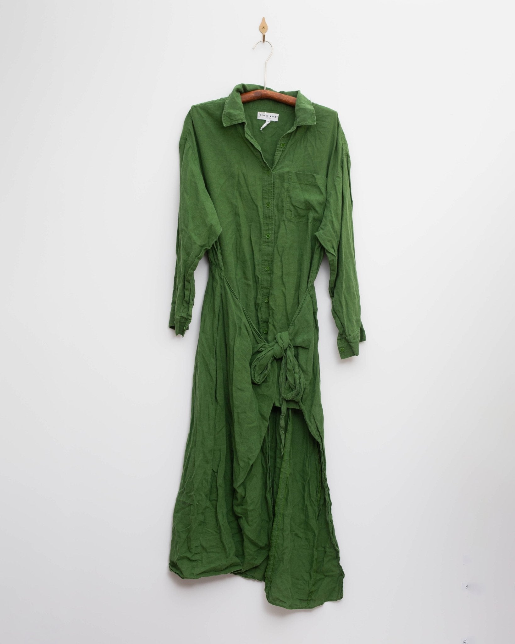 Apiece Apart Alessandra Sarong Shirt Dress in Green-Size 12 - Wind & Song