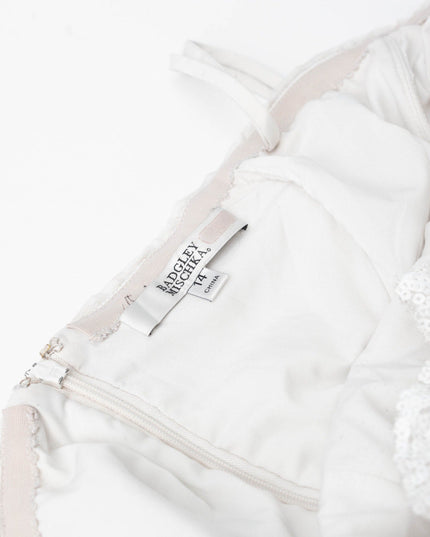 Badgley Mischka Black Velvet with White Rose Bodice Dress - Wind & Song