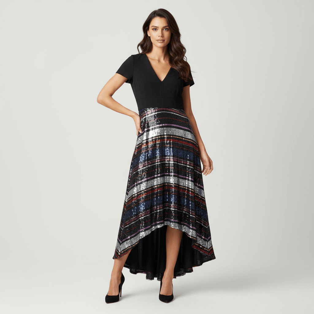 Badgley Mischka Sequin Skirt Gown - Wind & Song
