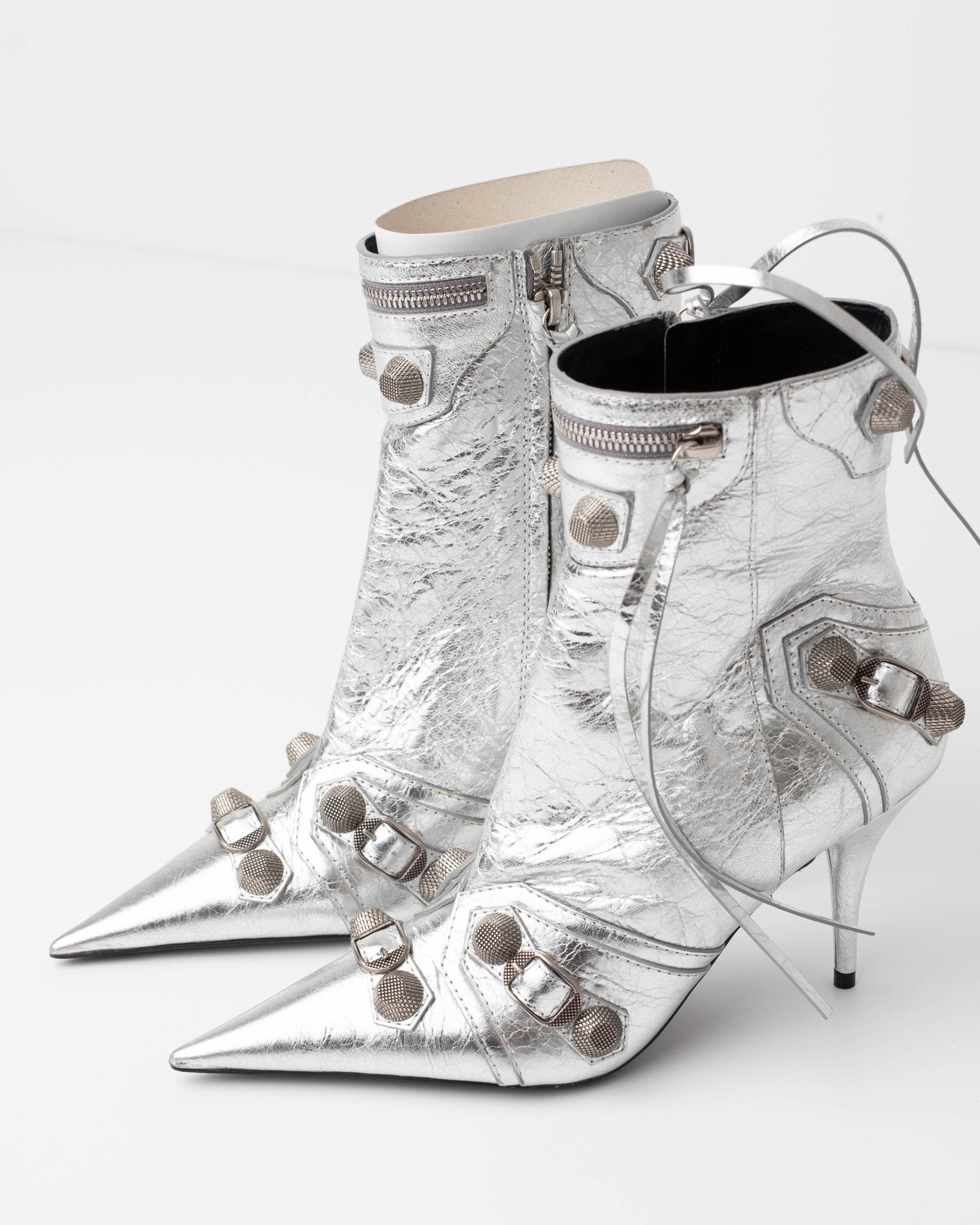Balenciaga Cagole 90mm Metallic Ankle Boots NWT Size 37 - Wind & Song