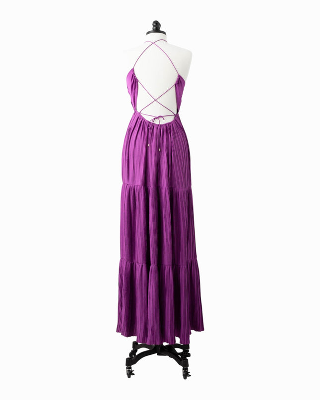 ba&sh Wasta Gown in Purple Satin (Size US 4) - Wind & Song