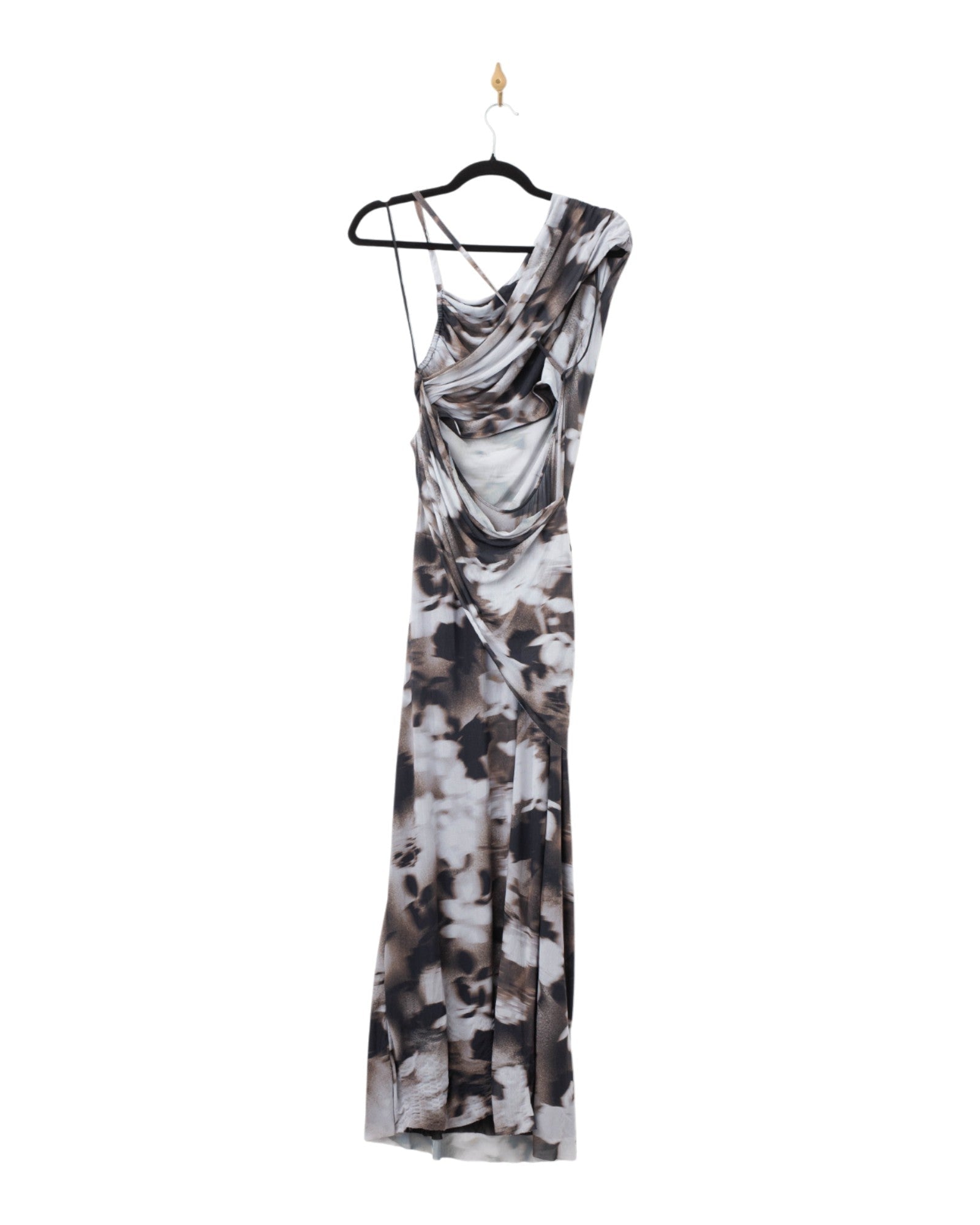 Bec + Bridge Solene Asymmetric Dress in Dark Blurred Floral - Wind & Song