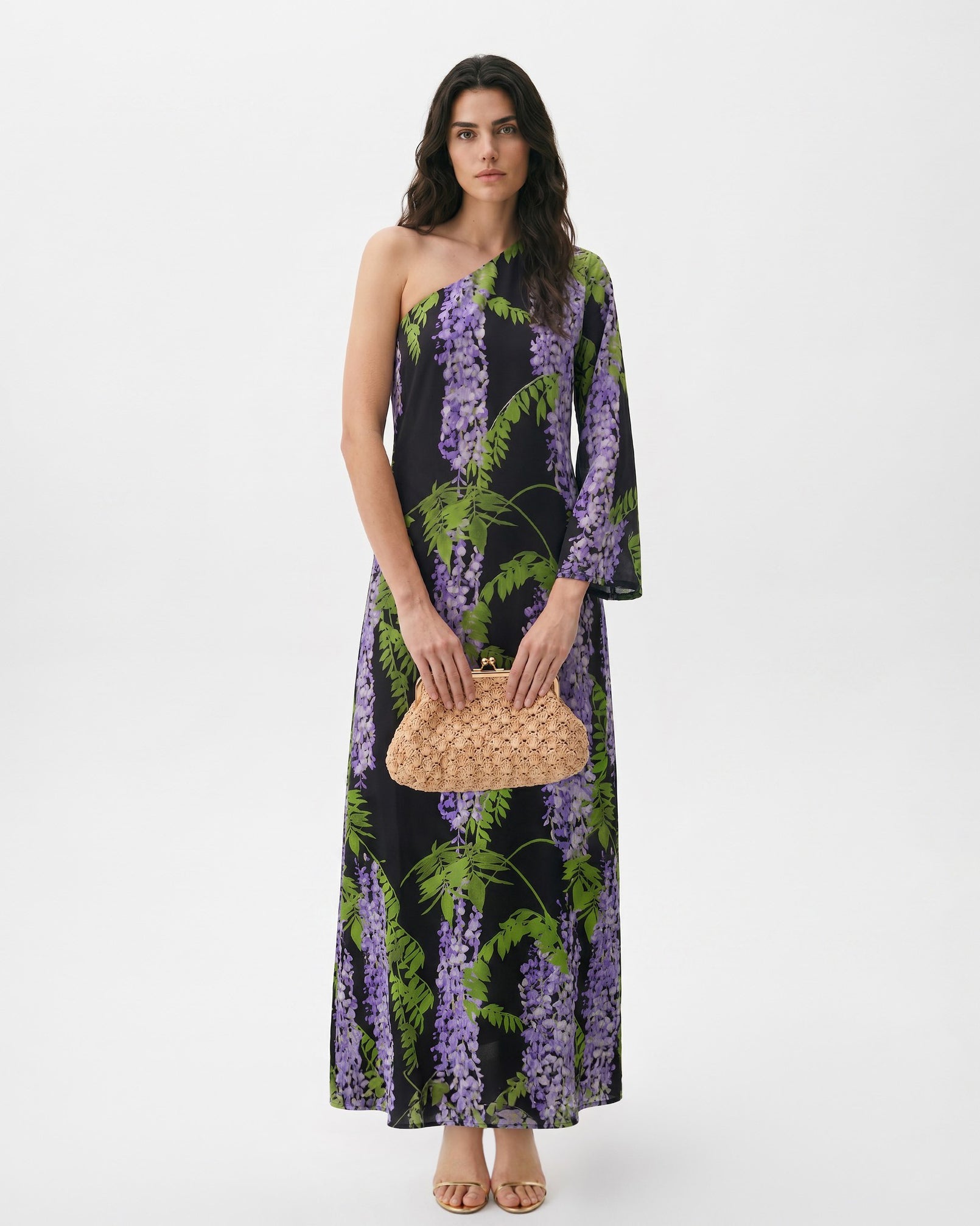 Bernadette Lola Silk Floral One Shoulder Dress Size 38 - Wind & Song