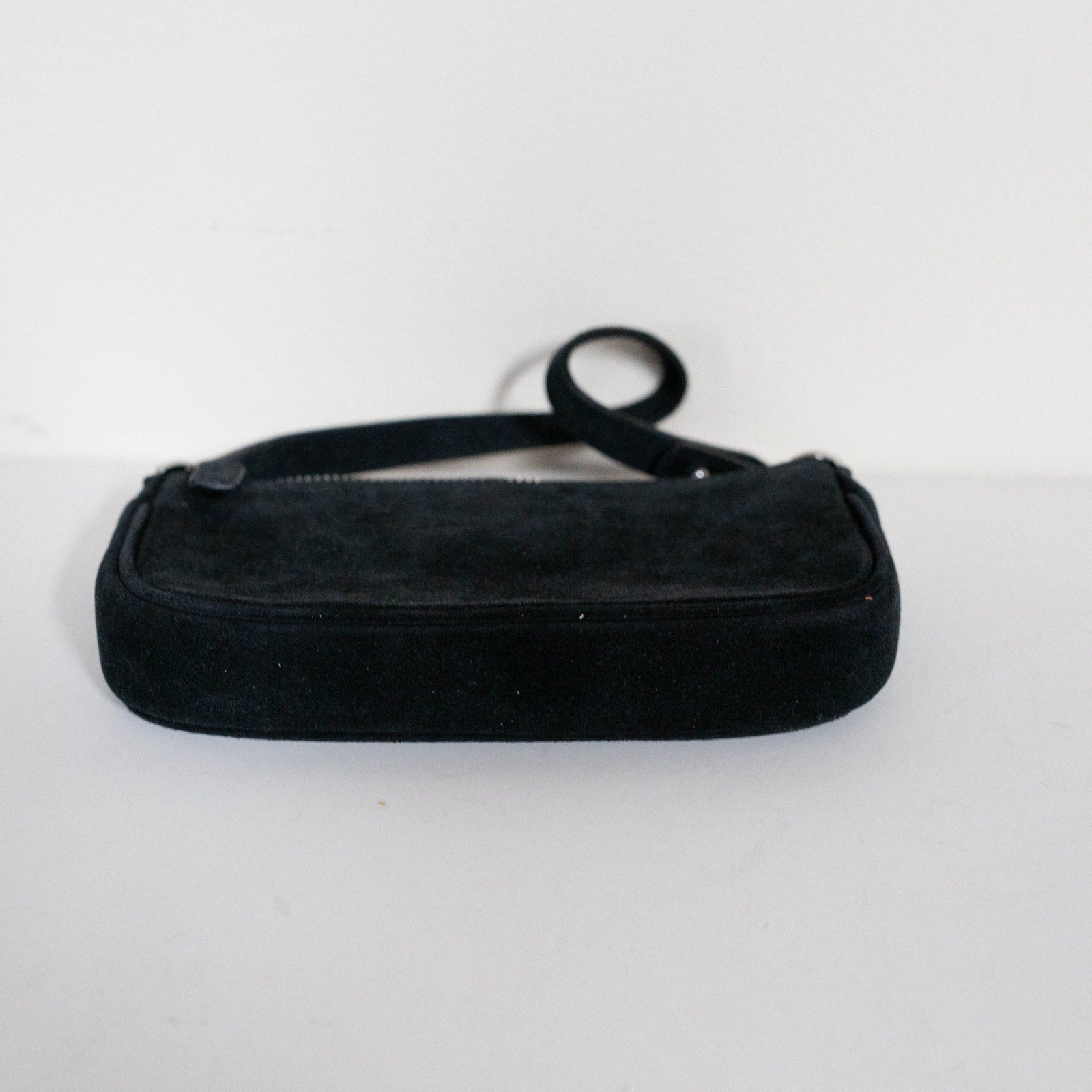 BY FAR Small Baguette Suede Bag in Black - Wind & Song