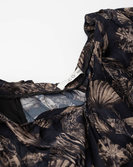 Co Puff Sleeve Black Printed Viscose Dress - Wind & Song