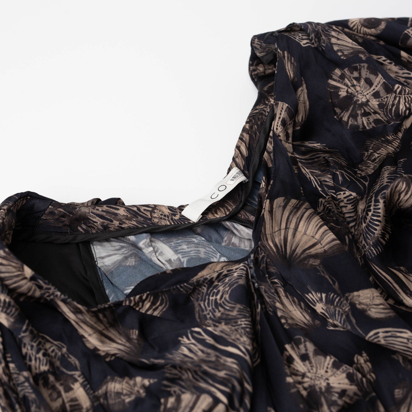 Co Puff Sleeve Black Printed Viscose Dress - Wind & Song