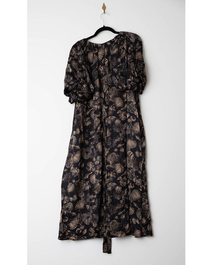 Co Puff Sleeve Black Printed Viscose Dress - Wind & Song