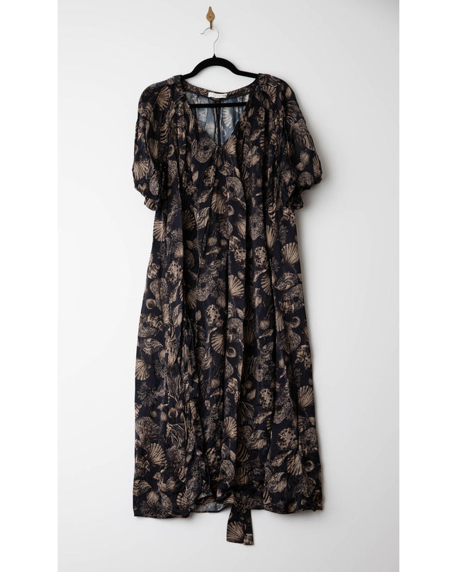 Co Puff Sleeve Black Printed Viscose Dress - Wind & Song