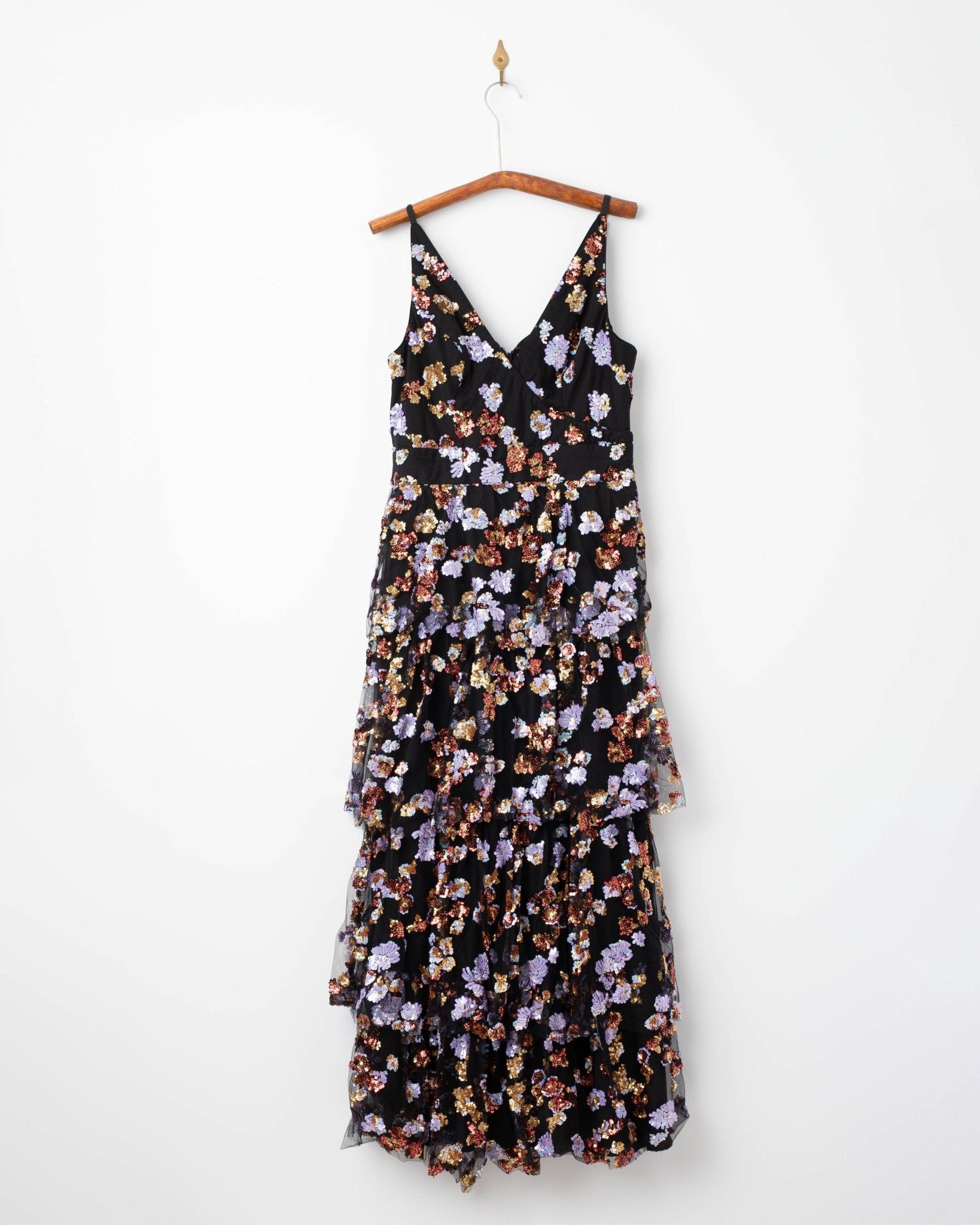 Dress The Population Lorain Sequin Tiered Ruffle Gown - Wind & Song