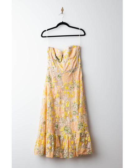 Dress The Population Yellow Floral Carina Dress - Size L - Wind & Song