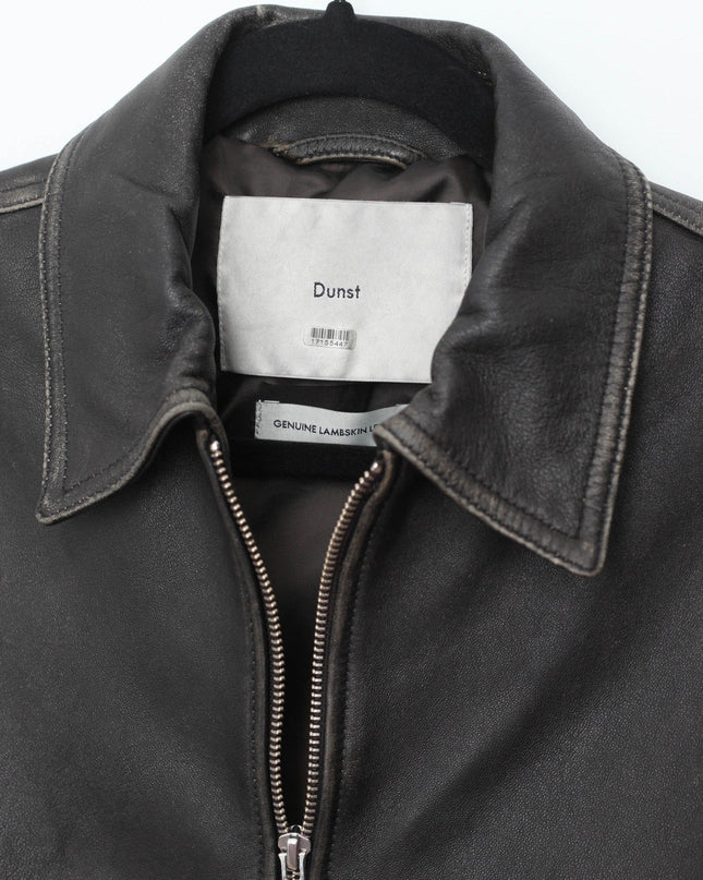 DUNST Black Leather Unisex Bomber Jacket - Wind & Song