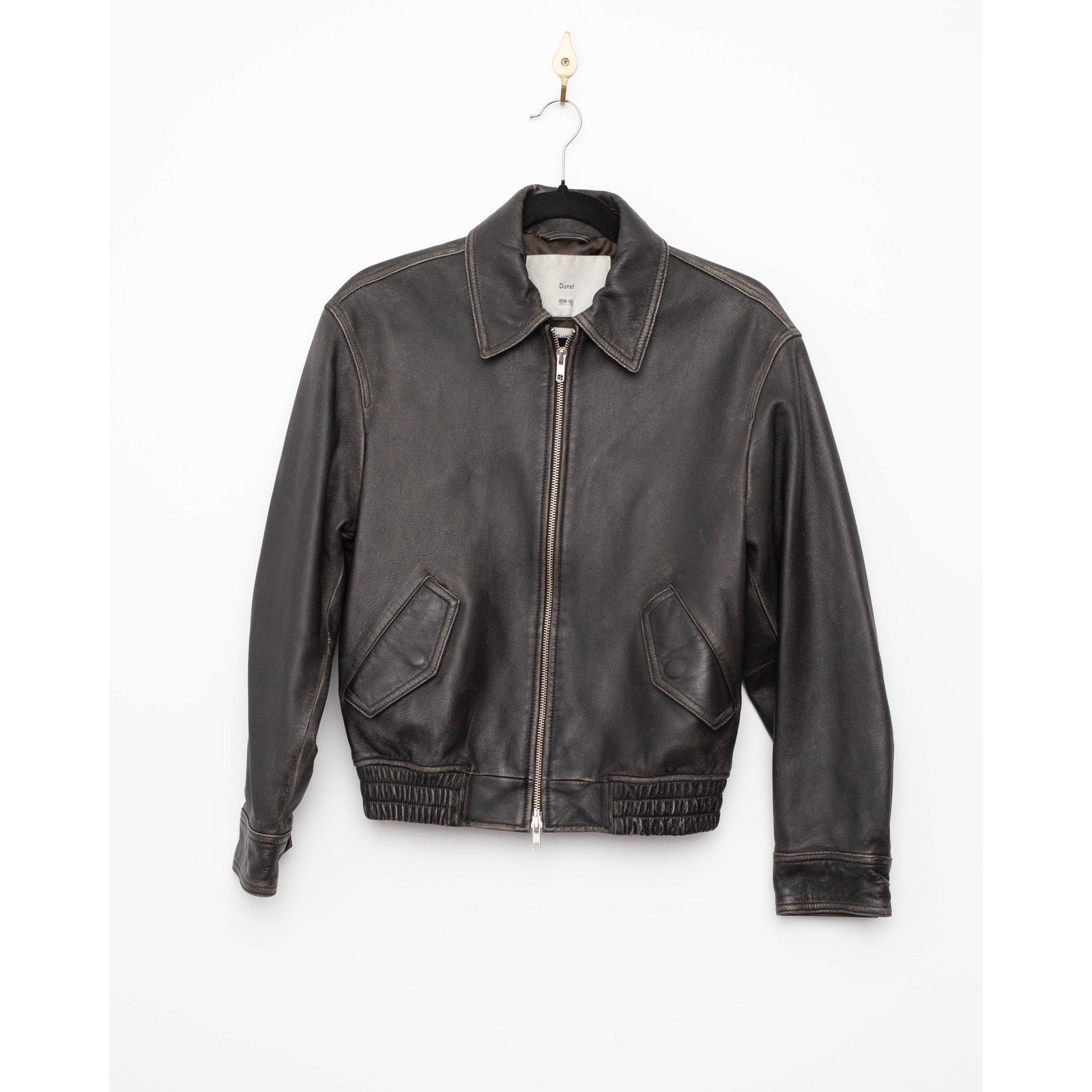 DUNST Black Leather Unisex Bomber Jacket - Wind & Song