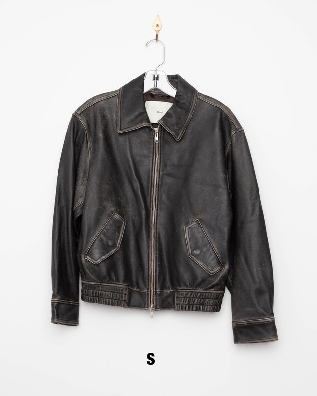 DUNST Black Leather Unisex Bomber Jacket - Wind & Song