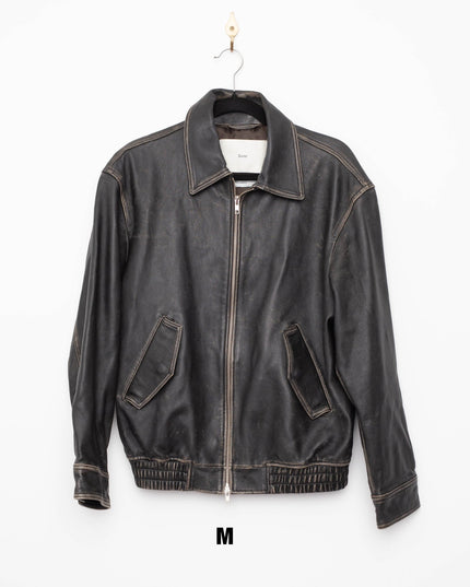 DUNST Black Leather Unisex Bomber Jacket - Wind & Song