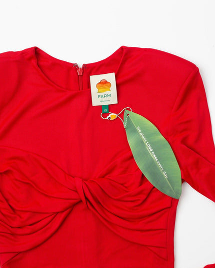 FARM Rio Long Sleeve Midi Dress in Red - Wind & Song