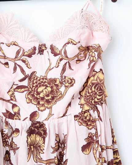 Farm Rio pink tropical landing lace midi dress - Wind & Song