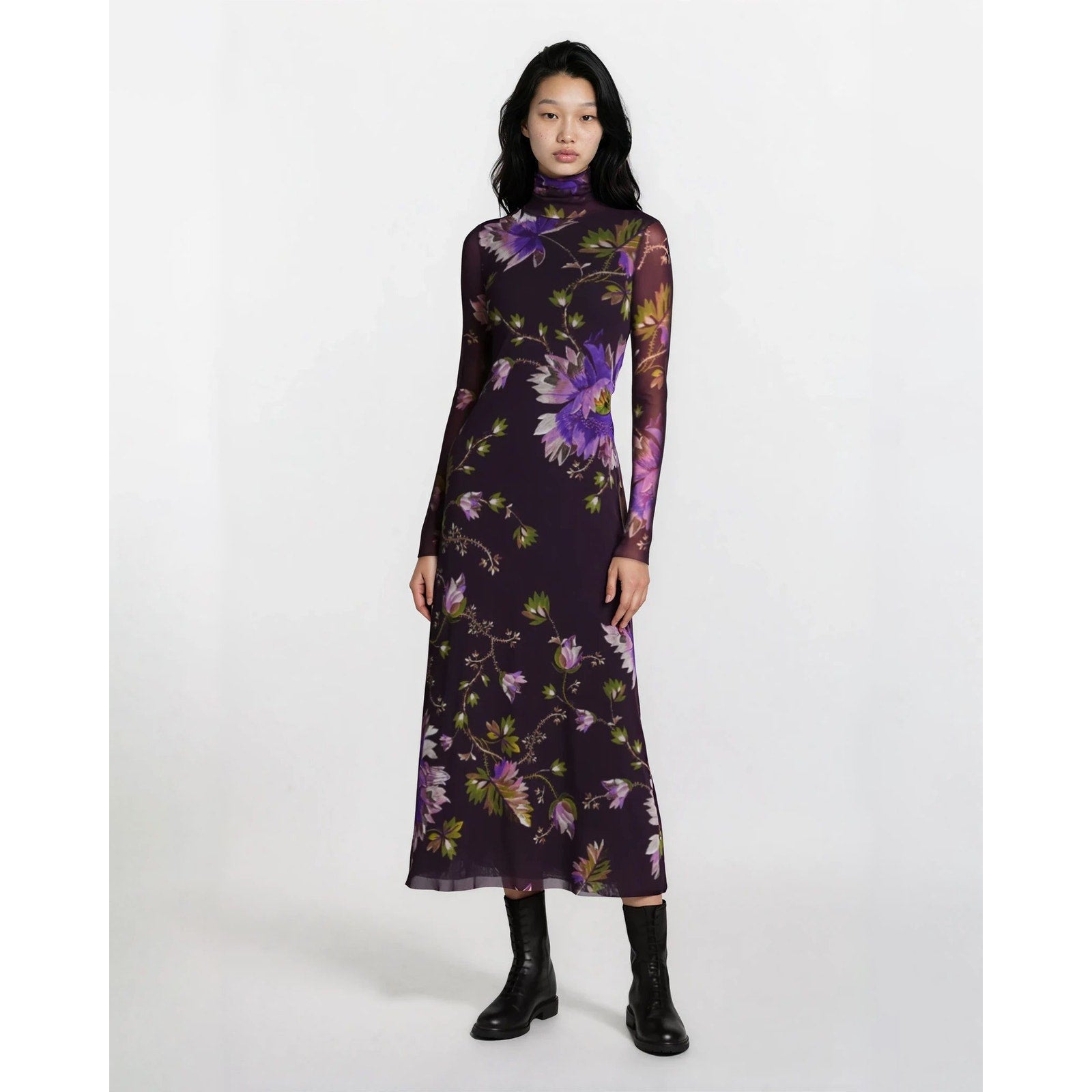 Fuzzi Plum Floral Dress Pre - owned Size S - Wind & Song