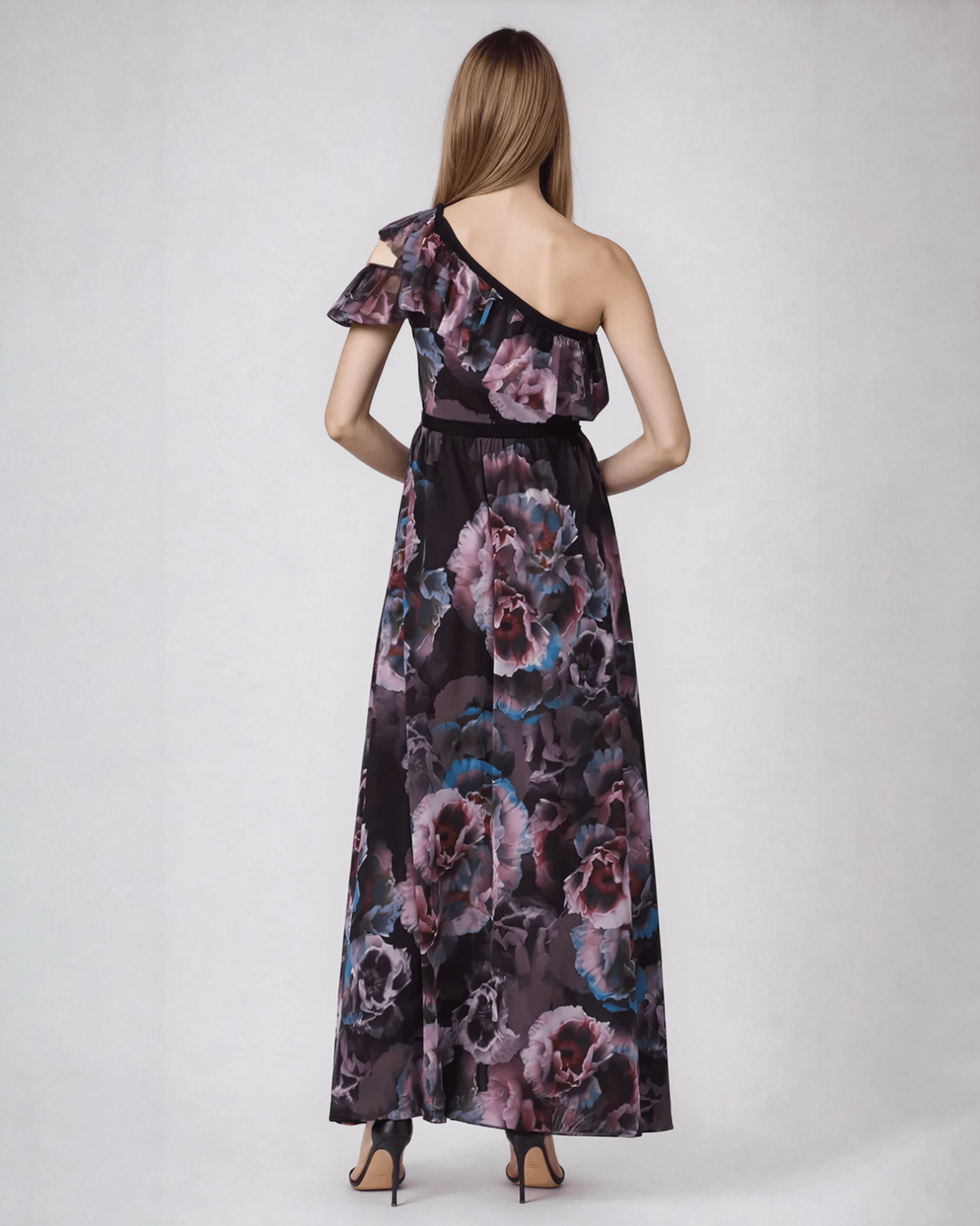 Fuzzi Tulle One Shoulder Purple Flora Gown - Wind & Song