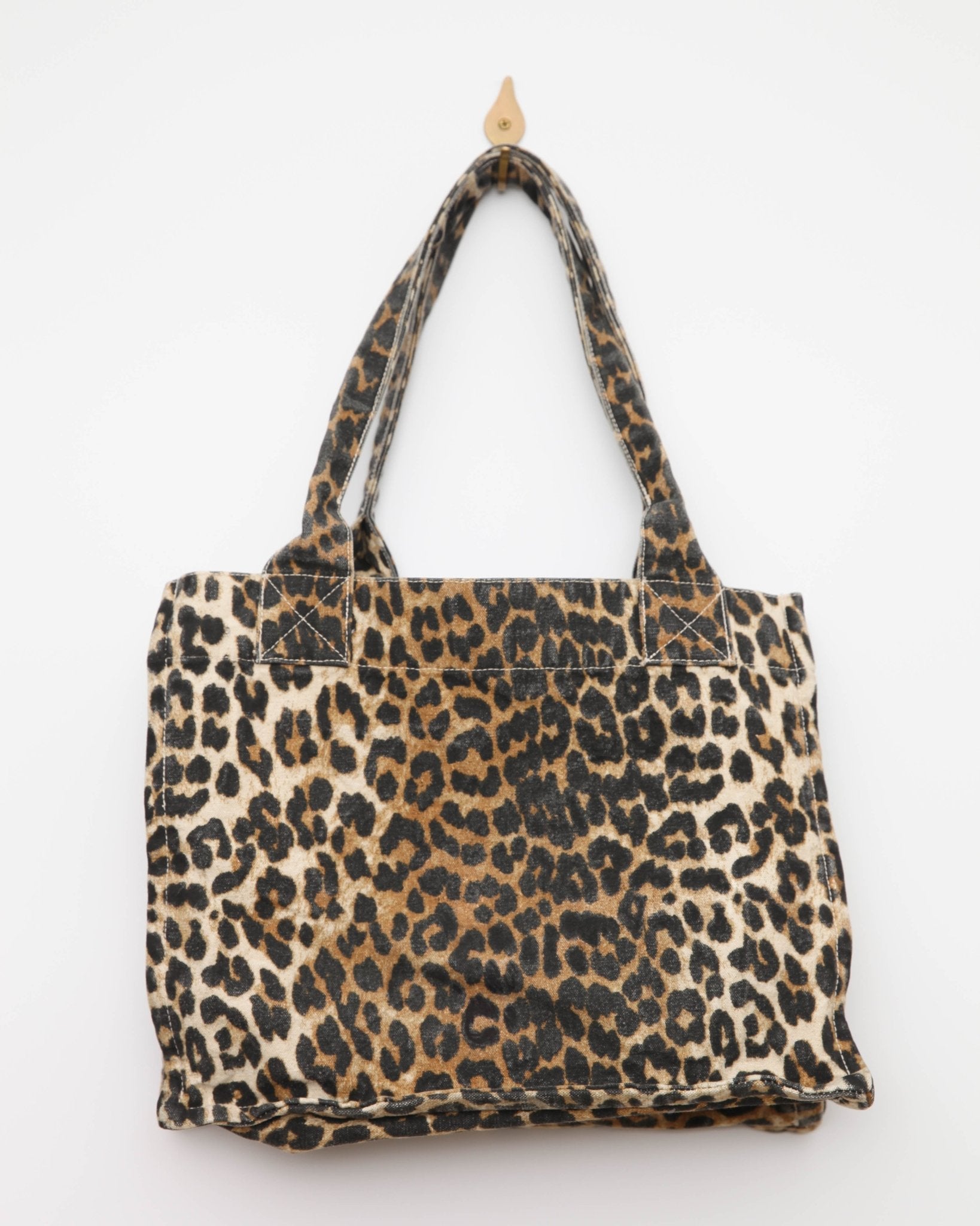 GANNI Large Leopard Print Recycled Cotton Shopper Tote - Pre - owned - Wind & Song