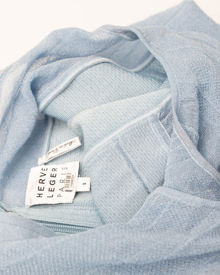 Hervé Léger Blue Bandage Sheer Bustier Gown - Wind & Song