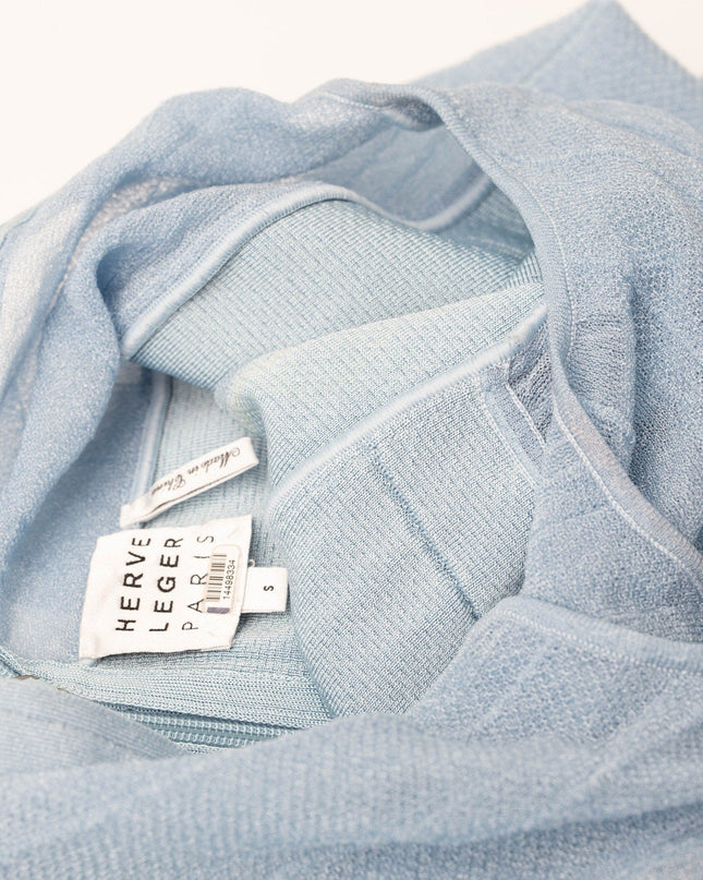 Hervé Léger Blue Bandage Sheer Bustier Gown - Wind & Song