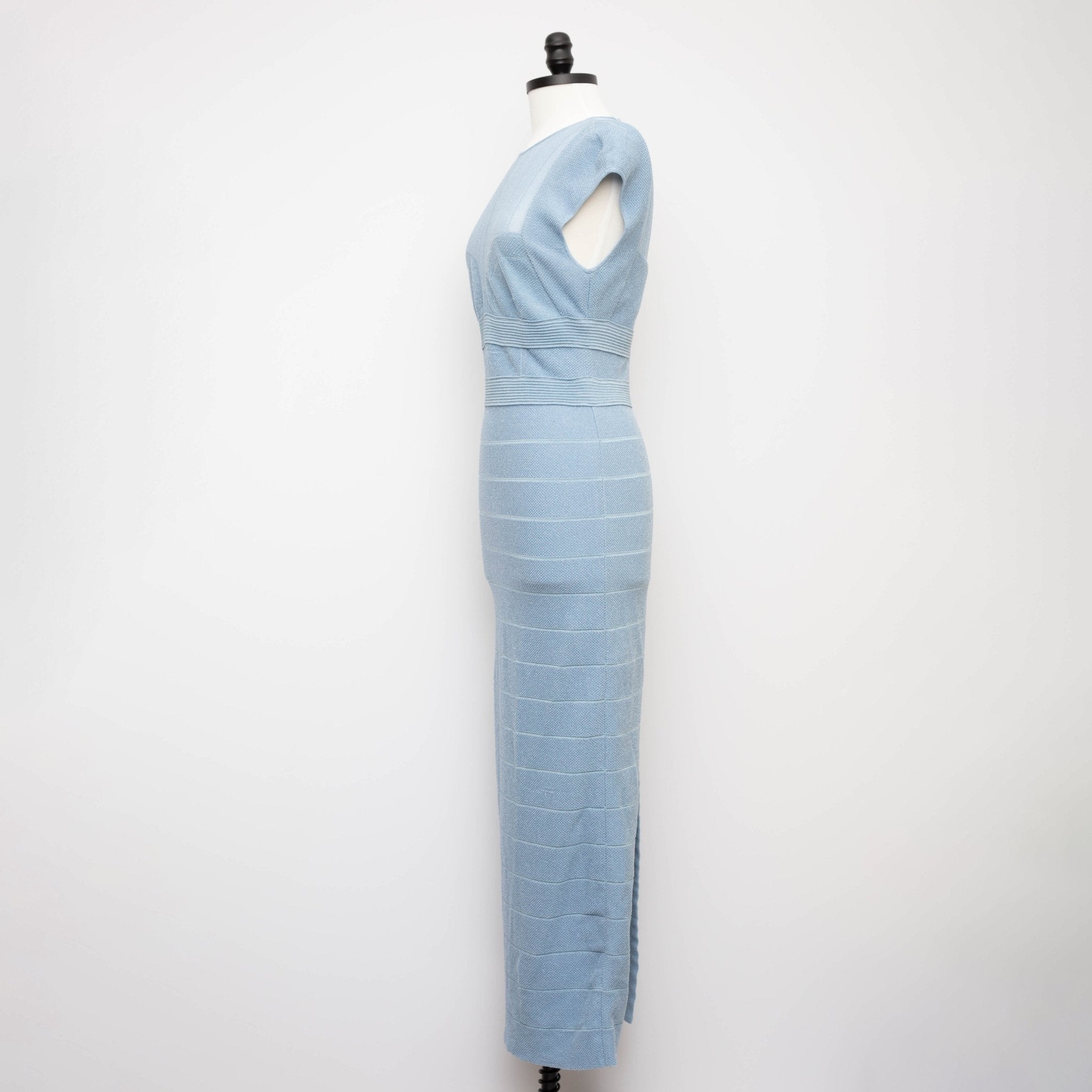 Hervé Léger Blue Bandage Sheer Bustier Gown Size M - Wind & Song