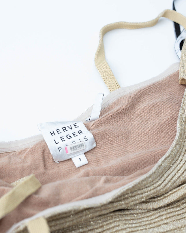 Hervé Léger Gold Metallic Bandage Gown - Wind & Song