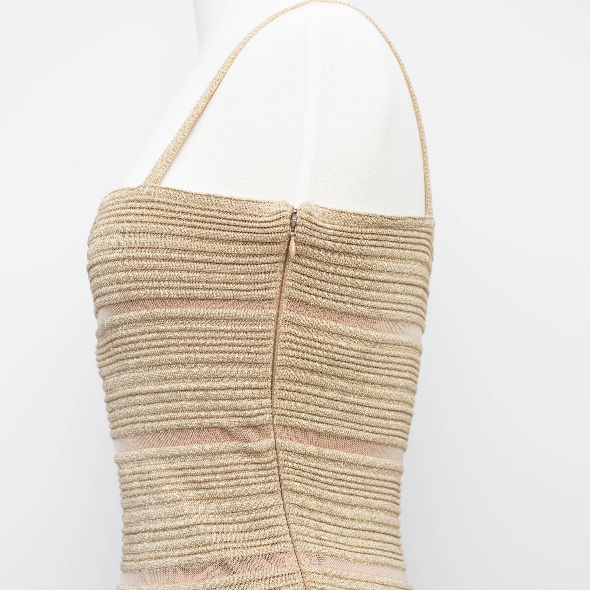 Hervé Léger Gold Metallic Bandage Gown Size S - Pre - owned - Wind & Song
