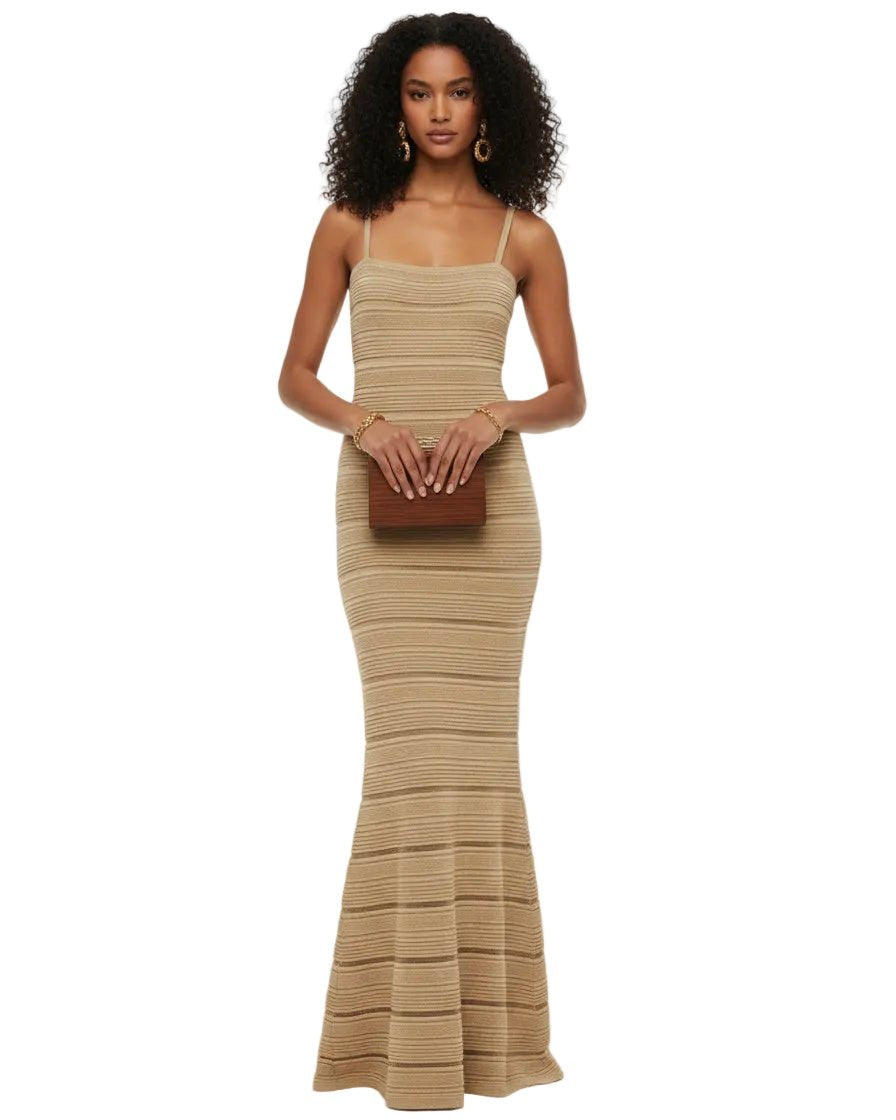 Hervé Léger Gold Metallic Bandage Gown Size S - Pre - owned - Wind & Song