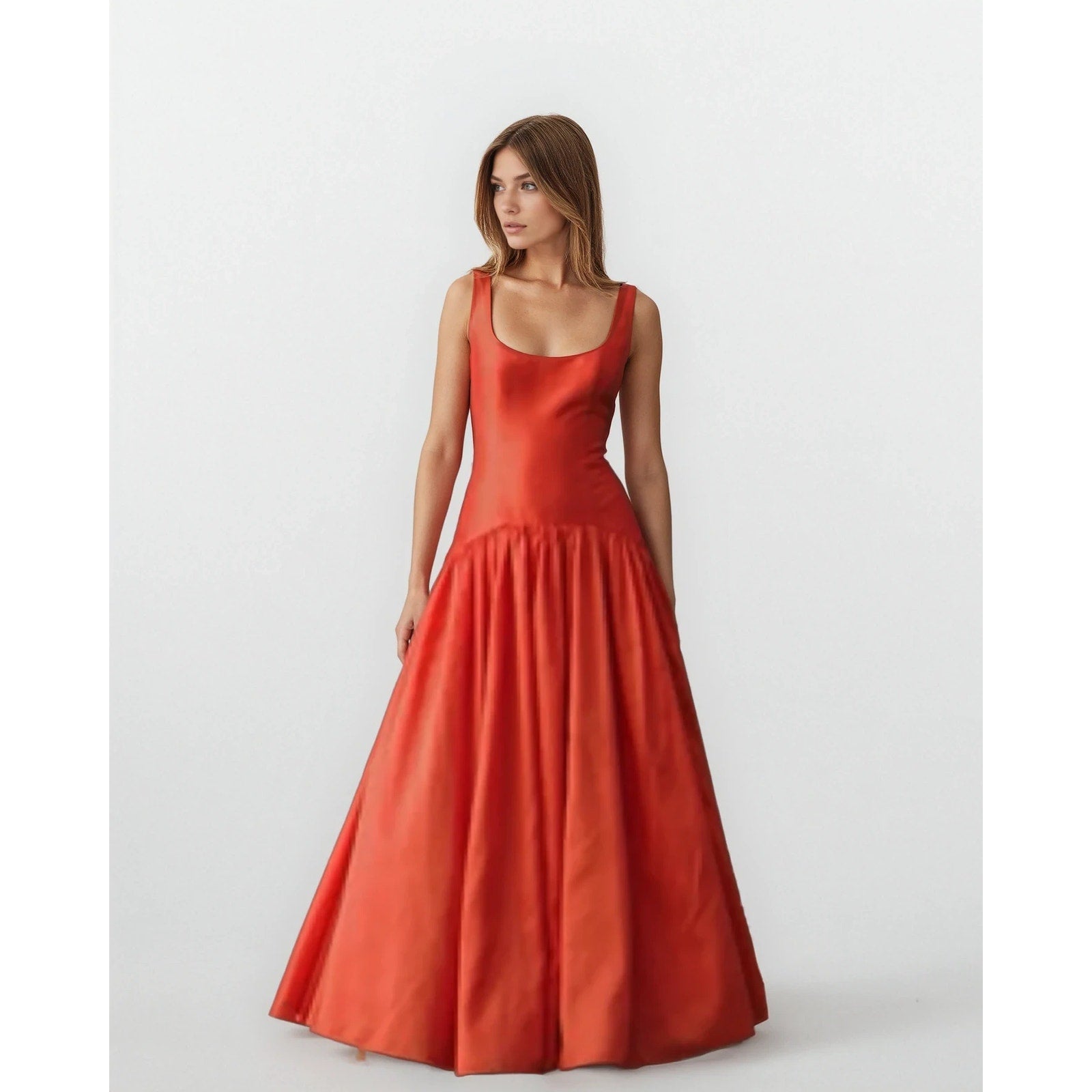 Hutch Ridge Drop Waist Gown in Orange Pre - owned Size 0 - Wind & Song