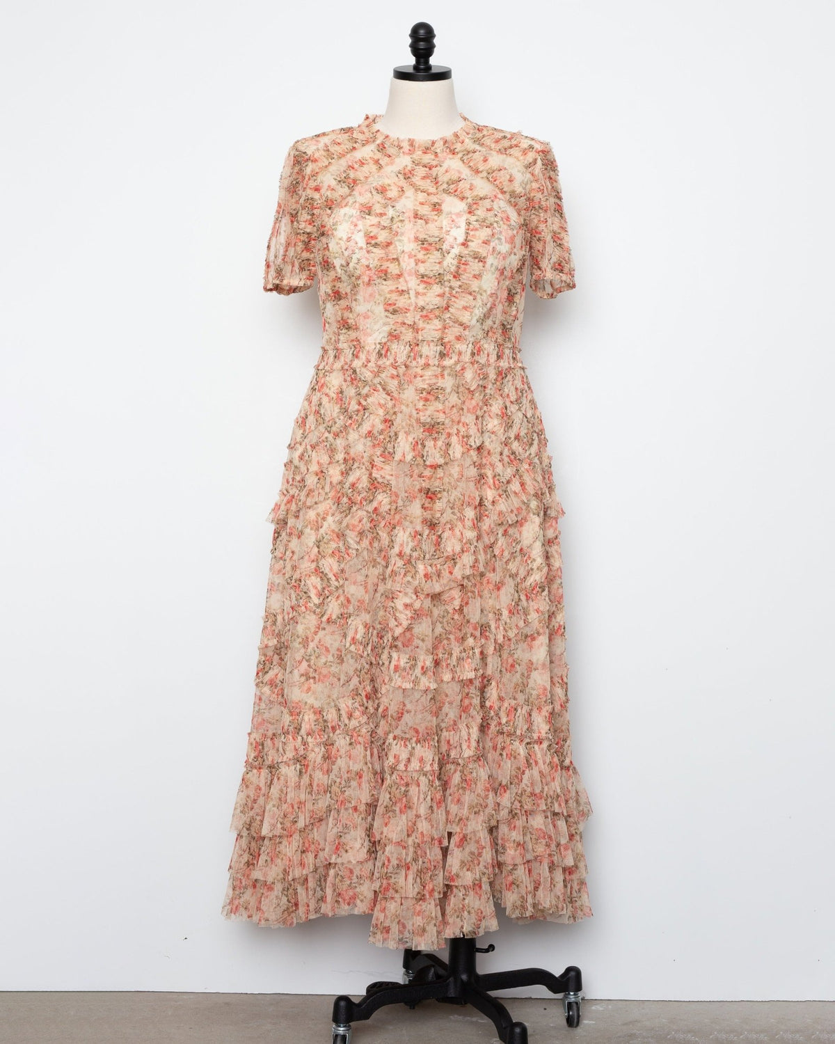IEENA for Mac Duggal High-Neck Floral Mesh Midi Dress – US 12 - Wind & Song