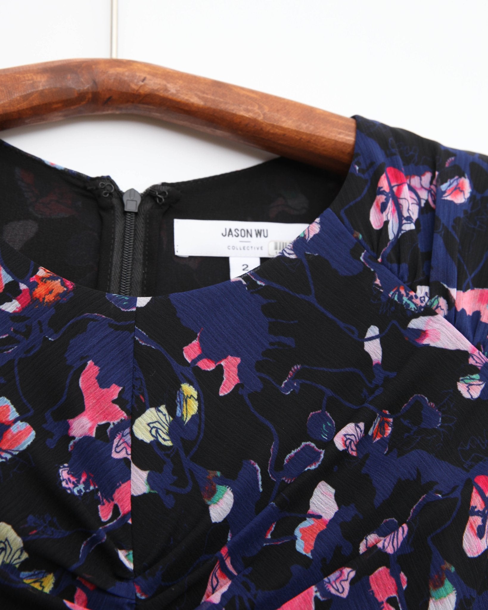 Jason Wu Collective Navy Floral Ruched Dress - Wind & Song