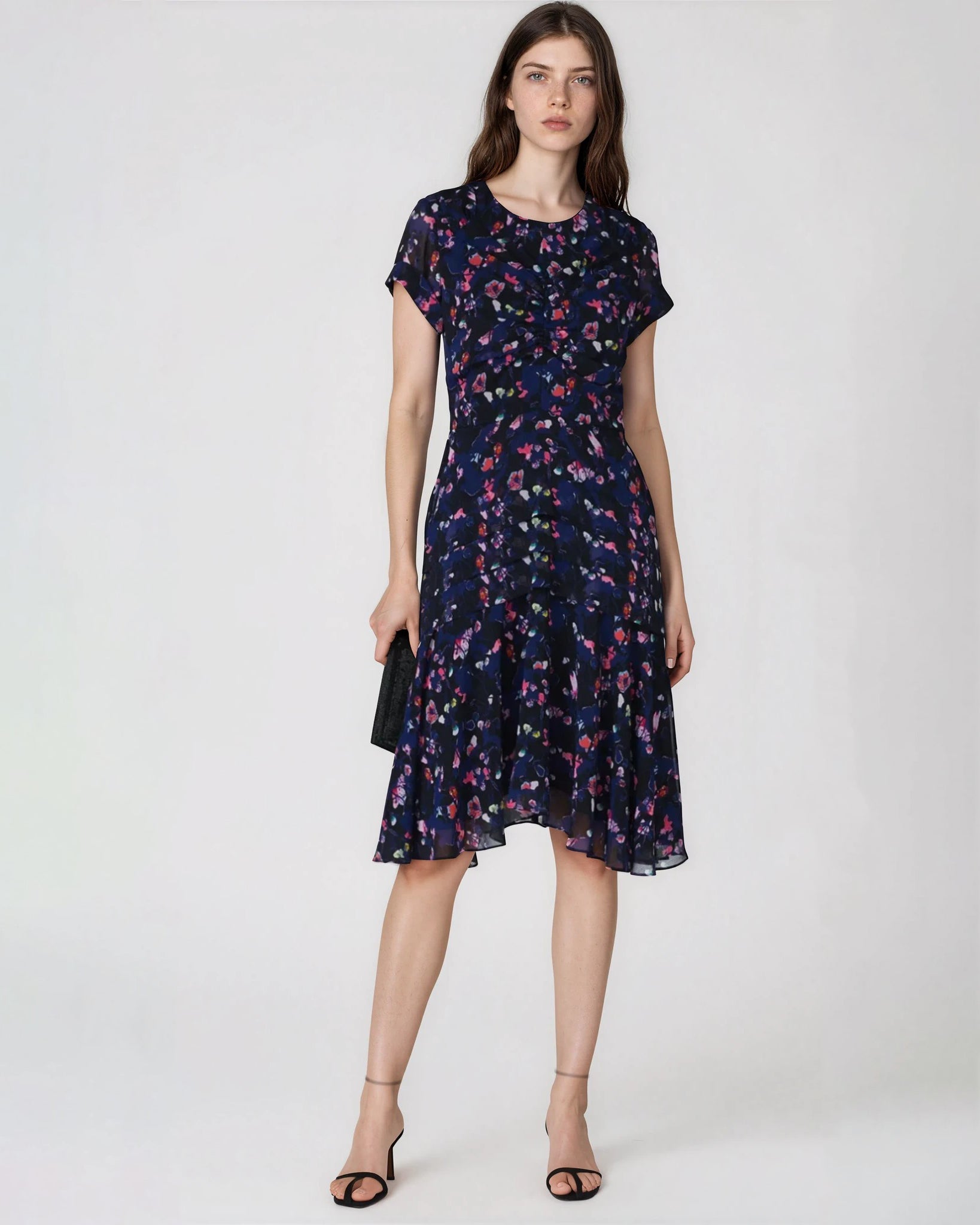 Jason Wu Collective Navy Floral Ruched Dress - Wind & Song