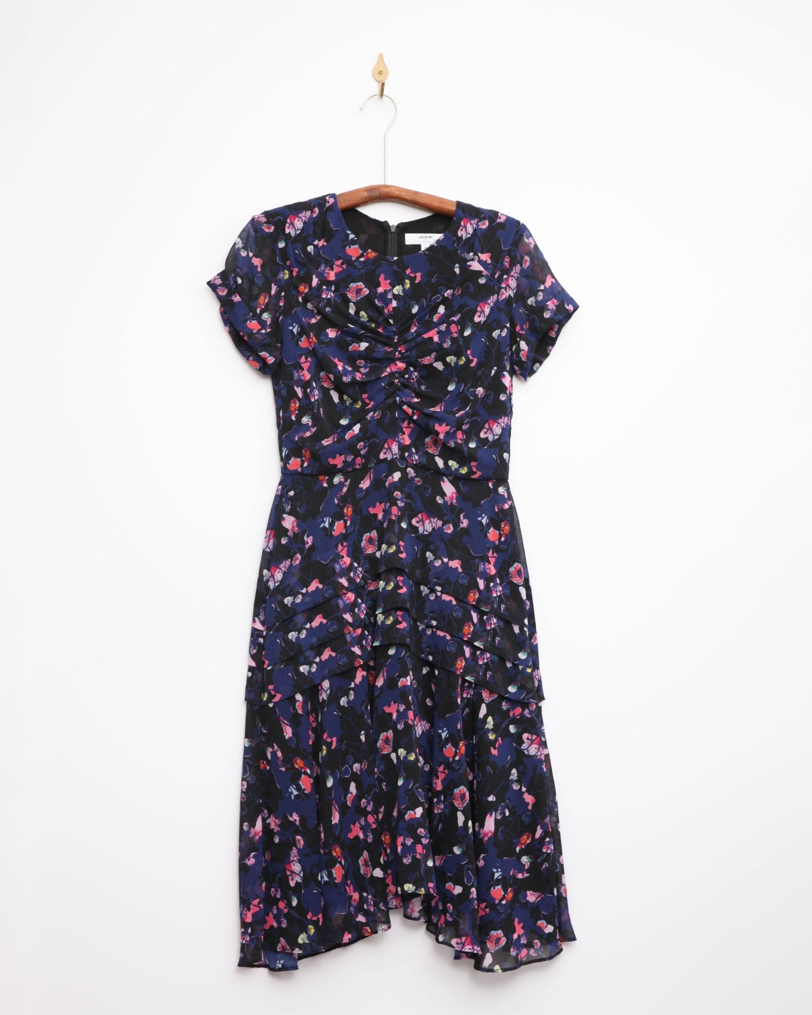Jason Wu Collective Navy Floral Ruched Dress - Wind & Song