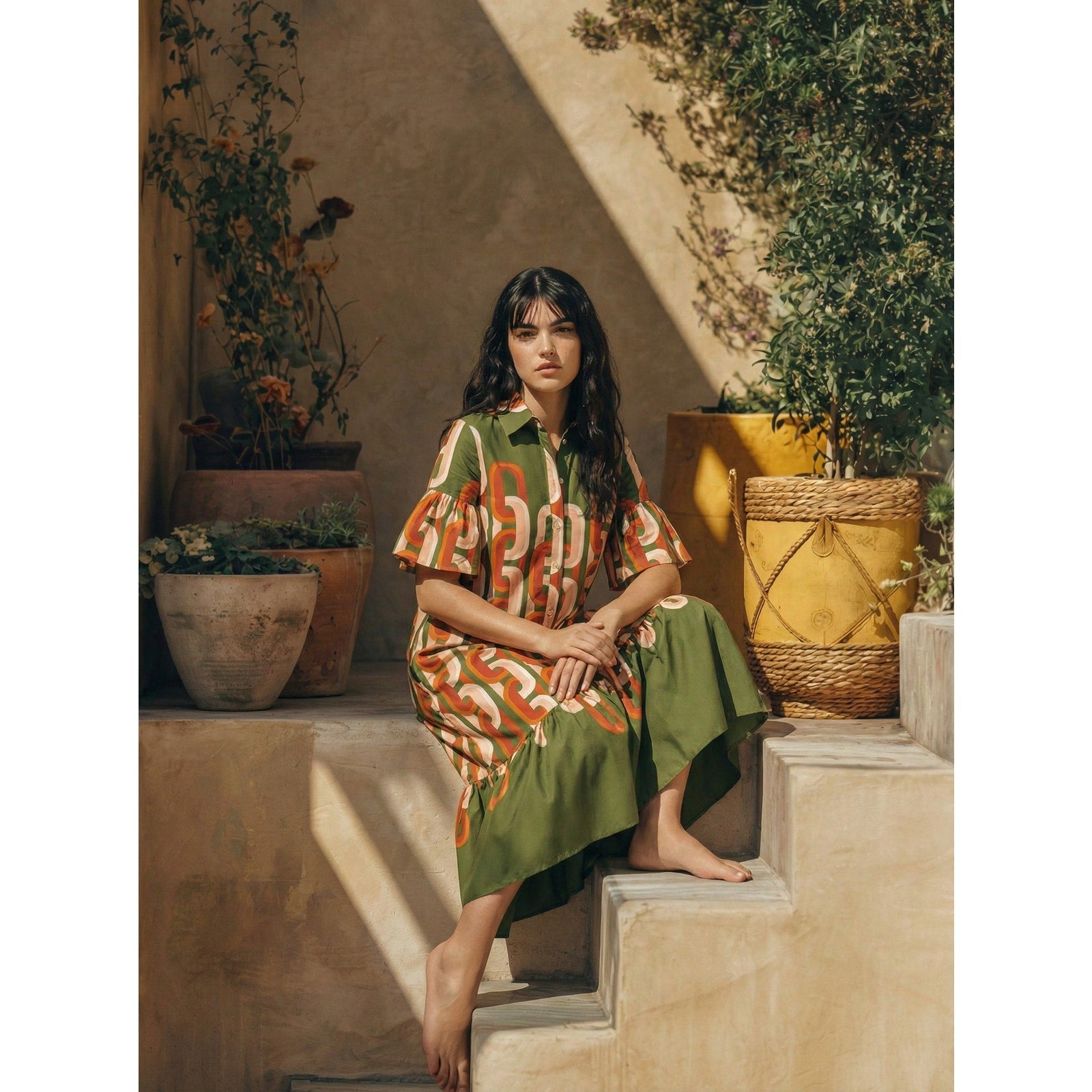 La DoubleJ Choux Chain - Link Print Midi Dress XS – Made in Italy - Wind & Song