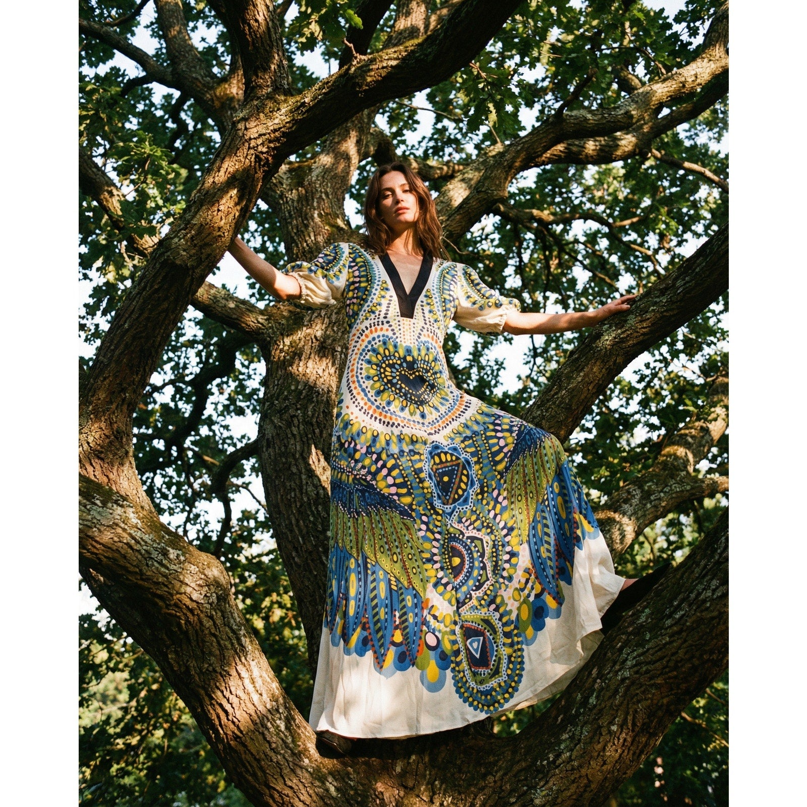 La DoubleJ Marlene Silk Dress – Multicolor Graphic Print - Wind & Song