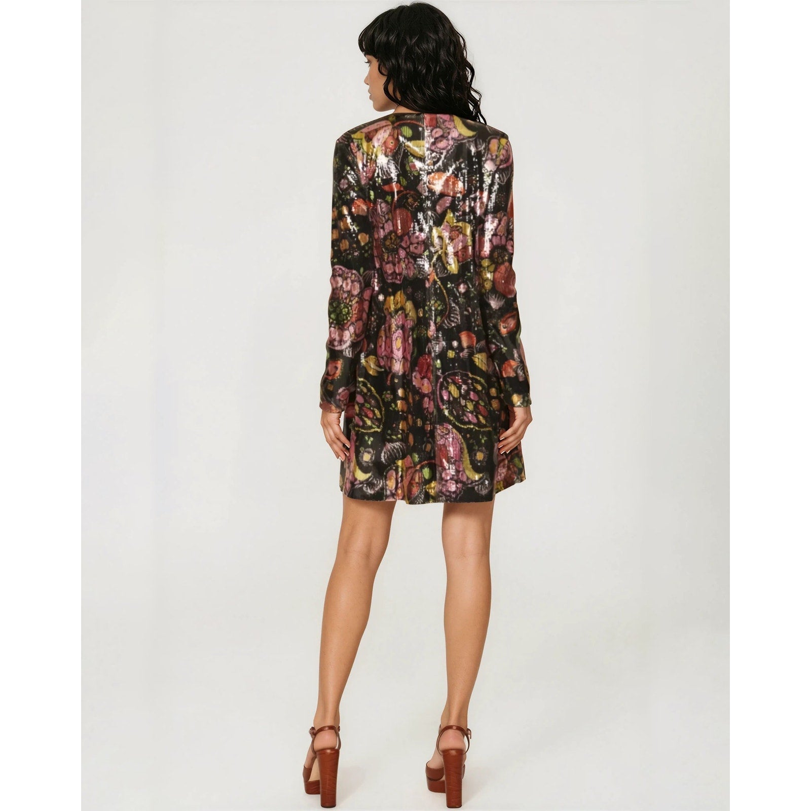 La DoubleJ Suitcase Black Floral Sequin Dress Size M – Made in Italy - Wind & Song