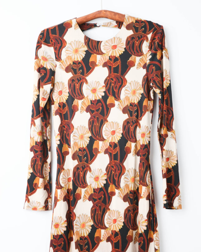 La DoubleJ Swank Black Floral Challis Open Back Maxi - Wind & Song